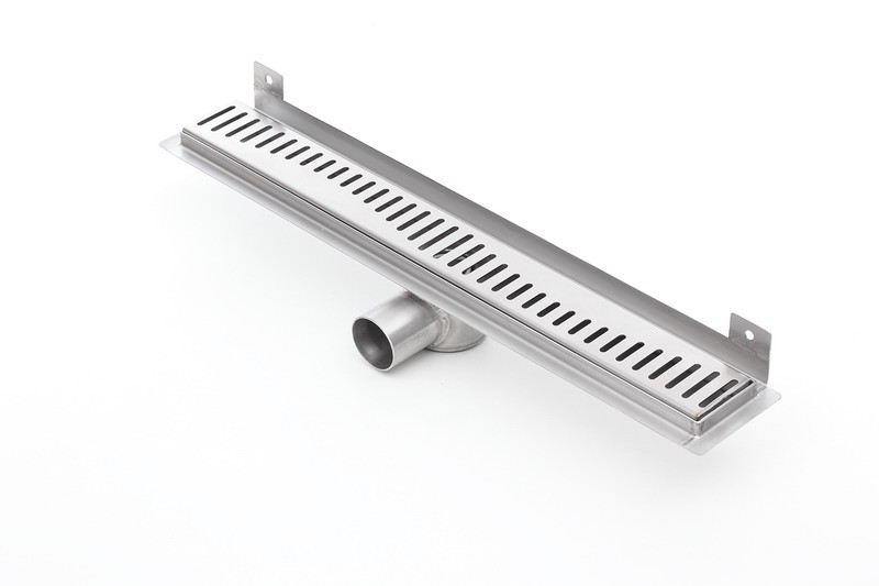 Linear stainless steel WALL shower drains with curved flange 600mm 