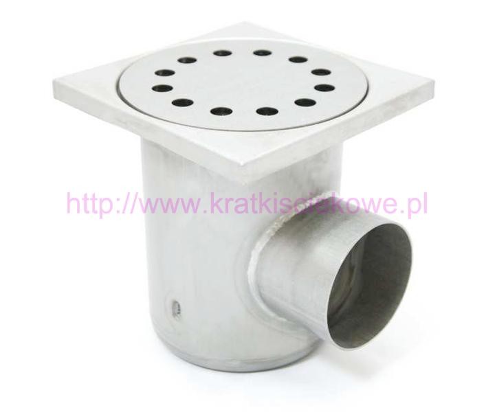 Stainless steel square floor gully 220x220 with side outlet KSBK-220-110