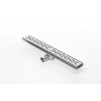Linear stainless steel shower drain with grate and 500mm flange 